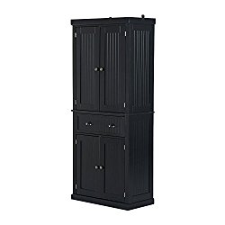 HomCom Colonial Storage Cabinet Kitchen Pantry – Black