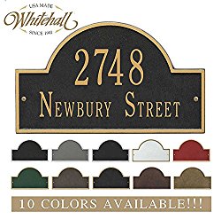 Personalized Cast Metal Address plaque with arch top (Large option). Display your address and street name. Custom house number sign.