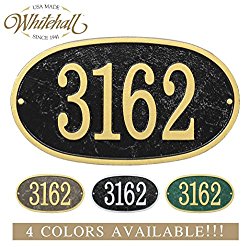 Personalized Cast Metal Address plaque with oval shape. Four colors available! Custom house number sign.