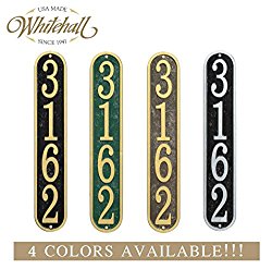 Personalized Cast Metal Vertical Address plaque. Four colors available! Custom house number sign.