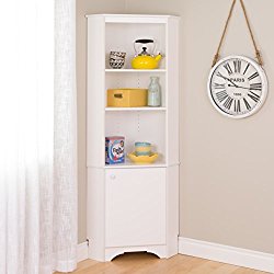 Prepac WSCC-0604-1 Elite White Tall 1-Door Corner Storage Cabinet