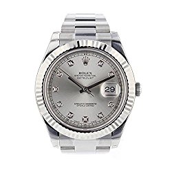 Rolex Datejust II 41mm Steel Silver Diamond Dial Men’s Watch 116334