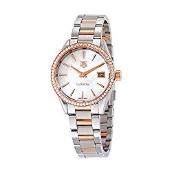 Tag Heuer Carrera Mother of Pearl Dial Diamond Bezel Steel and 18kt Rose Gold Ladies Watch WAR1353.BD0779