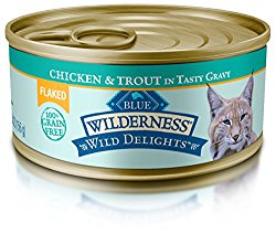 BLUE Wilderness Wild Delights Adult Grain-Free Flaked Chicken & Trout in Tasty Gravy Wet Cat Food 5.5-oz (pack of 24)
