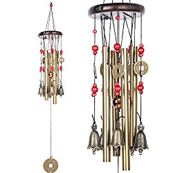 BWINKA Chinese Traditional Amazing 4 Tubes 5 Bells Bronze Yard Garden Outdoor Living Wind Chimes 60cm