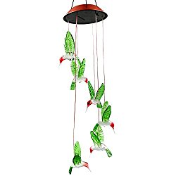 Color-Changing LED Solar Mobile Wind Chime, Bukm Solar Powered LED Hanging Lamp WindChime Light Wind Chimes for Outdoor Indoor Home yard Garden Decoration (Hummingbird)