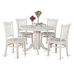 East West Furniture SHGR5-WHI-W 5-Piece Kitchen Table and Chairs Set, Linen White