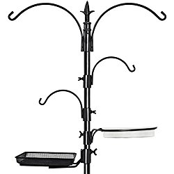 GrayBunny GB-6844 Premium Bird Feeding Station Kit, 22″ Wide x 91″ Tall (82″ above ground height), A Multi Feeder Hanging Kit and Bird Bath For Attracting Wild Birds