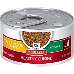 Hill’s Science Diet Kitten Healthy Cuisine Roasted Chicken & Rice Medley Canned Cat Food, 2.8 oz, 24-pack