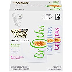 Purina Fancy Feast Broths Adult Creamy Collection Cat Complement Wet Cat Food – (12) 1.4 oz. Pouches