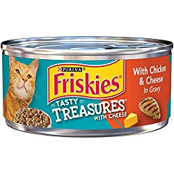 Purina Friskies Tasty Treasures with Chicken & Cheese in Gravy Cat Food – (24) 5.5 oz. Pull-top Can