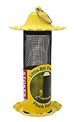 Stokes Select Little-Bit Feeders Finch Bird Feeder with Metal Roof, Yellow, .6 lb Seed Capacity