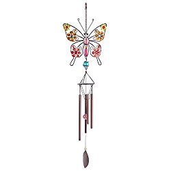 Wind Chimes, CREATIVE DESIGN 32”H Butterfly Garden Chimes, Portable Metal Wind Chimes for Home Garden Decoration