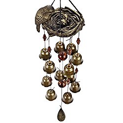 Ylyycc® New birds and nest wind chime 12pieces bells wind chime bronze color