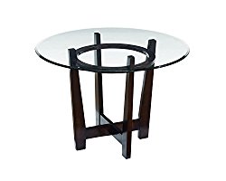 Ashley Furniture Signature Design – Charrell Dining Room Table – Glass Top – Round – Medium Brown