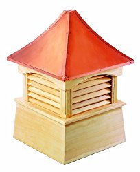 Good Directions Coventry Louvered Cupola with Pure Copper Roof, Cypress Wood, 42″ x 57″, Reinforced Rafters and Louvers, Cupolas