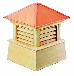 Good Directions Manchester Louvered Cupola with Pure Copper Roof, Cypress Wood, 42″ x 54″, Reinforced Rafters and Louvers, Cupolas