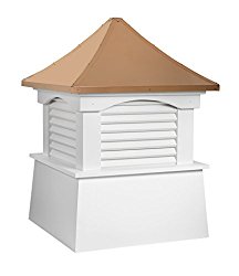 Good Directions Vinyl Coventry Louvered Cupola with Pure Copper Roof,  Maintenance Free Solid Cellular PVC Vinyl, 18″ x 24″, Quick Ship, Reinforced Roof and Louvers, Cupolas