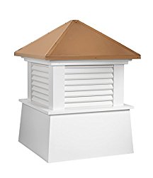 Good Directions Vinyl Manchester Louvered Cupola with Pure Copper Roof,  Maintenance Free Solid Cellular PVC Vinyl, 30″ x 40″, Reinforced Roof and Louvers, Cupolas
