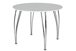 Novogratz Bentwood Round Dining Table with Chrome Plated Legs, White