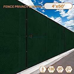 50’x4′ Solid Dark Green Commercial Privacy Fence Screen Custom Available 3 Years Warranty 130 GSM 88% Blockage