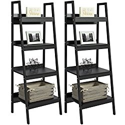 Best Choice Products Furniture Set Pair of 4-Shelf Ladder Bookcases- Black