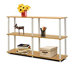 Furinno 99130BE/WH Turn-N-Tube 3-Tier Double Size Storage Display Rack, Beech/White