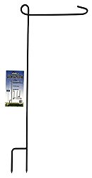 KINREX Garden Flag Stand – Garden Flag Pole – Flag Holder – 35″ Tall x 15.5″ Wide – Black Metal 3 Piece Set