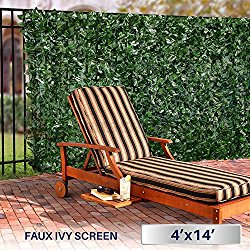 Windscreen4less Artificial Faux Ivy Leaf Decorative Fence Screen 4′ x 14′ Ivy Leaf Decorative Fence Screen