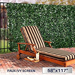 Windscreen4less Artificial Faux Ivy Leaf Decorative Fence Screen 58.5″ x 117″ Ivy Leaf Decorative Fence Screen