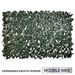 Windscreen4less Artificial Leaf Faux Ivy Expandable/Stretchable Privacy Fence Screen (Double Sided Leaves)