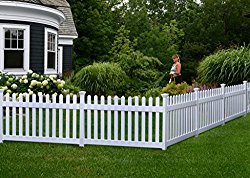 Zippity Outdoor Products ZP19002 High No-Dig Newport Vinyl Permanent Picket Unassembled Yard Fence, 36″, White
