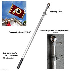 6 Foot Flag Pole Aluminum Spinning Flagpole for Grommet or House Flag