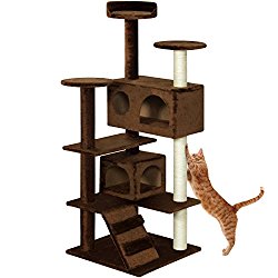 Best Choice Products 53″ Multi-Level Cat Tree Scratcher Condo Tower- Brown