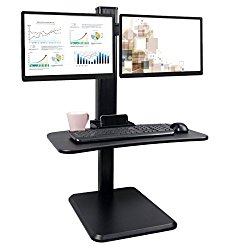 Dual Monitor Desk Converter, Height Adjustable Sit Stand Desk, Standing Desk Workstation, Black