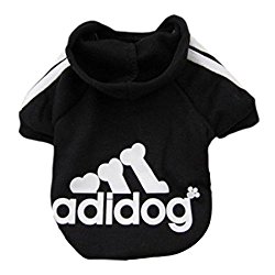 Idepet Soft Cotton Adidog Cloth for Dog, S, Black
