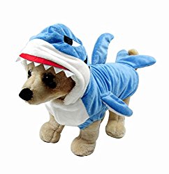Mangostyle Pet Style Shark Jaws Fancy Dress Costume Outfit Adorable Blue Shark Pet Costume Hoodie Coat for Dogs and Cats