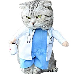 NACOCO Dog Cat Doctor Costume Pet Doctor Clothing Halloween Jeans Outfit Apparel (S)