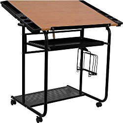 Offex Adjustable Drawing and Drafting Table with Frame and Dual Wheel Casters