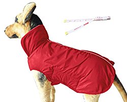 PetCee Large Waterproof Dog Jacket Fleece Lined Reflective Loft Dog Coat Climate Changer Fleece Jacket (Red XXL)