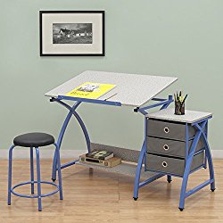 Studio Designs Blue Comet Center Hobby and Craft Table with Stool