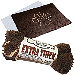 XL “Extra Thick” Micro Fiber Door Mat – Super Absorbent. Includes “Water Proof Liner” – Size 36″ X 26″ Exclusive by iPrimio – Brown Color