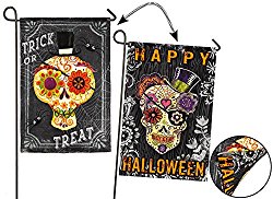 Evergreen Suede Sugar Skulls Double-Sided Garden Flag, 12.5 x 18 inches