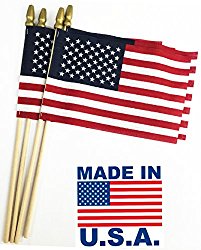 GIFTEXPRESS Set of 12, Proudly MADE IN U.S.A. Small American Flags 4×6 Inch/ Small US Flag/Mini American Stick Flag/USA Stick Flag