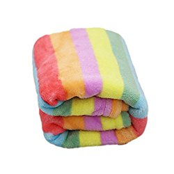 Pet Kitten Cat Puppy Dog Rainbow Stripe Flannel Soft Warm Blanket Mat Cover S