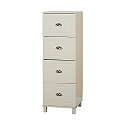 Target Marketing Systems Bradley Collection Modern 4 Drawer Filing Cabinet With Metal Handles, White
