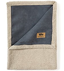 West Paw Big Sky Dog Blanket and Throw, Faux Suede/Silky Soft Fleece Pet Throw Blanket for Couch, Furniture Chair and Bed, Storm Blue, Medium