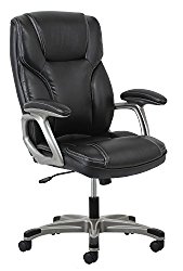 Essentials High-Back Leather Executive Office/Computer Chair with Arms – Ergonomic Swivel Chair (ESS-6030-BLK)