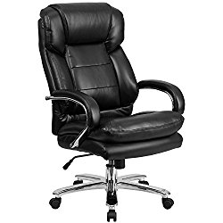 Flash Furniture HERCULES Series 24/7 Intensive Use Big & Tall 500 lb. Rated Black Leather Executive Swivel Chair with Loop Arms