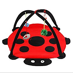 Sundlight Interactive Cat Activity Play Mat,Foldable Multifunction Pet Kitten Padded Bed with Hanging Toys Balls and Mice